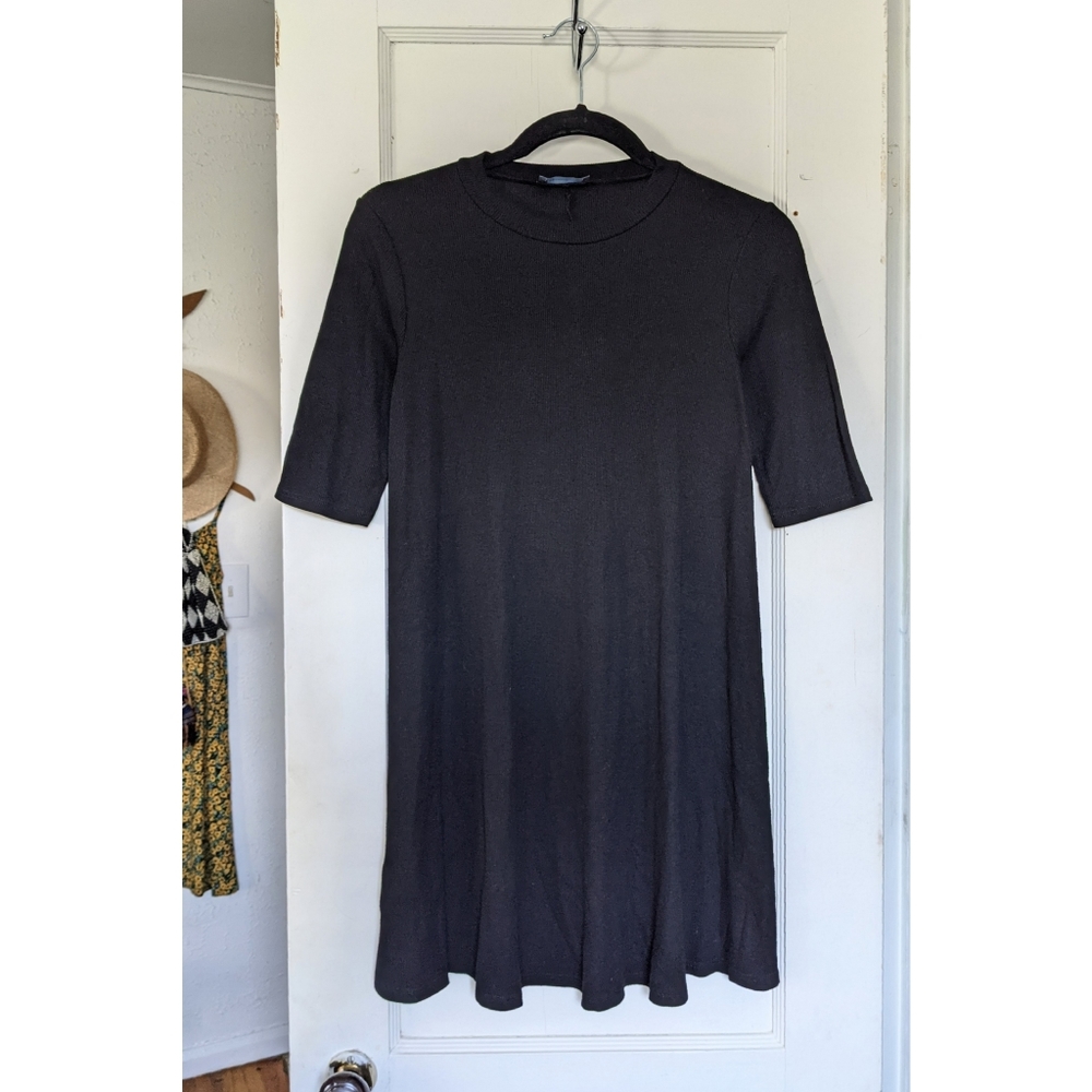 Ribbed Mock Neck Tunic Dress